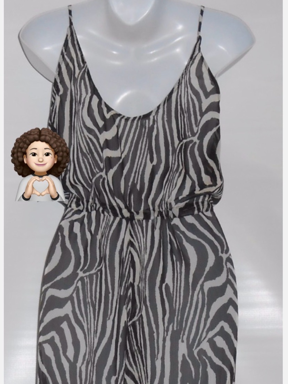 H&M Zebra-Print Spaghetti-Strap Jumpsuit - Black & White